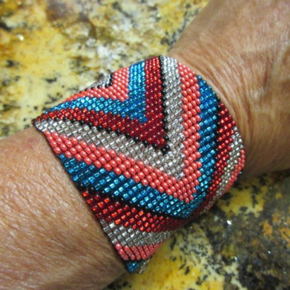 Hand beaded 7" chevron bracelet